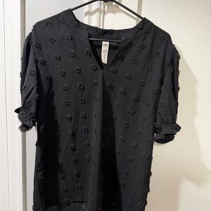 Chic Black Textured Women's Blouse